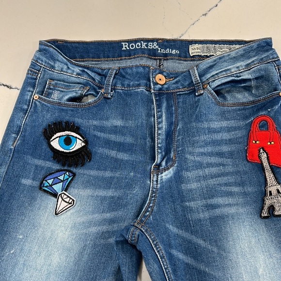 Rocks & Indigo Jeans with Patches on Front sz.12/30 - Picture 6 of 8
